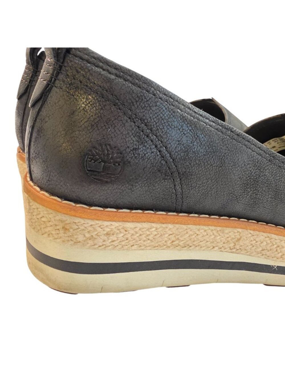 Timberland Emerson Point Black Leather Platform Espadrille Slip On Womens 10 - Picture 6 of 11